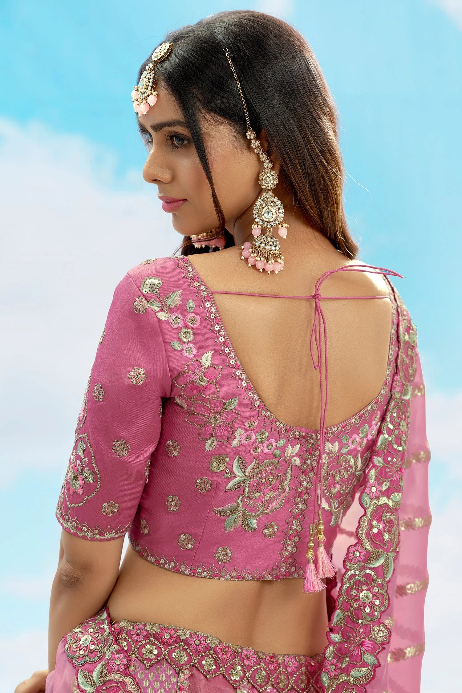Designer Silk Lehenga with Sequin and Floral Work