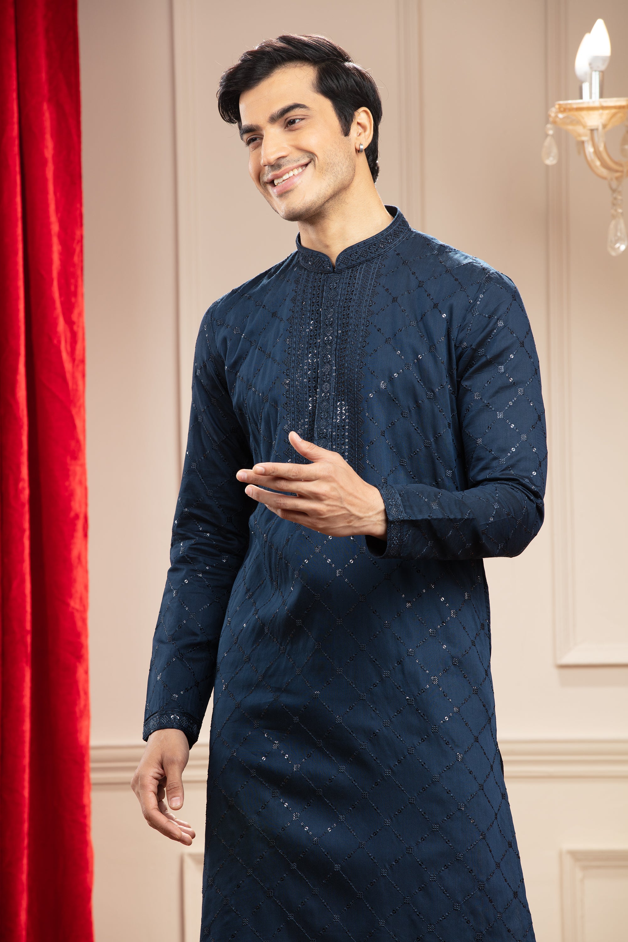 W navy hot sale blue kurta