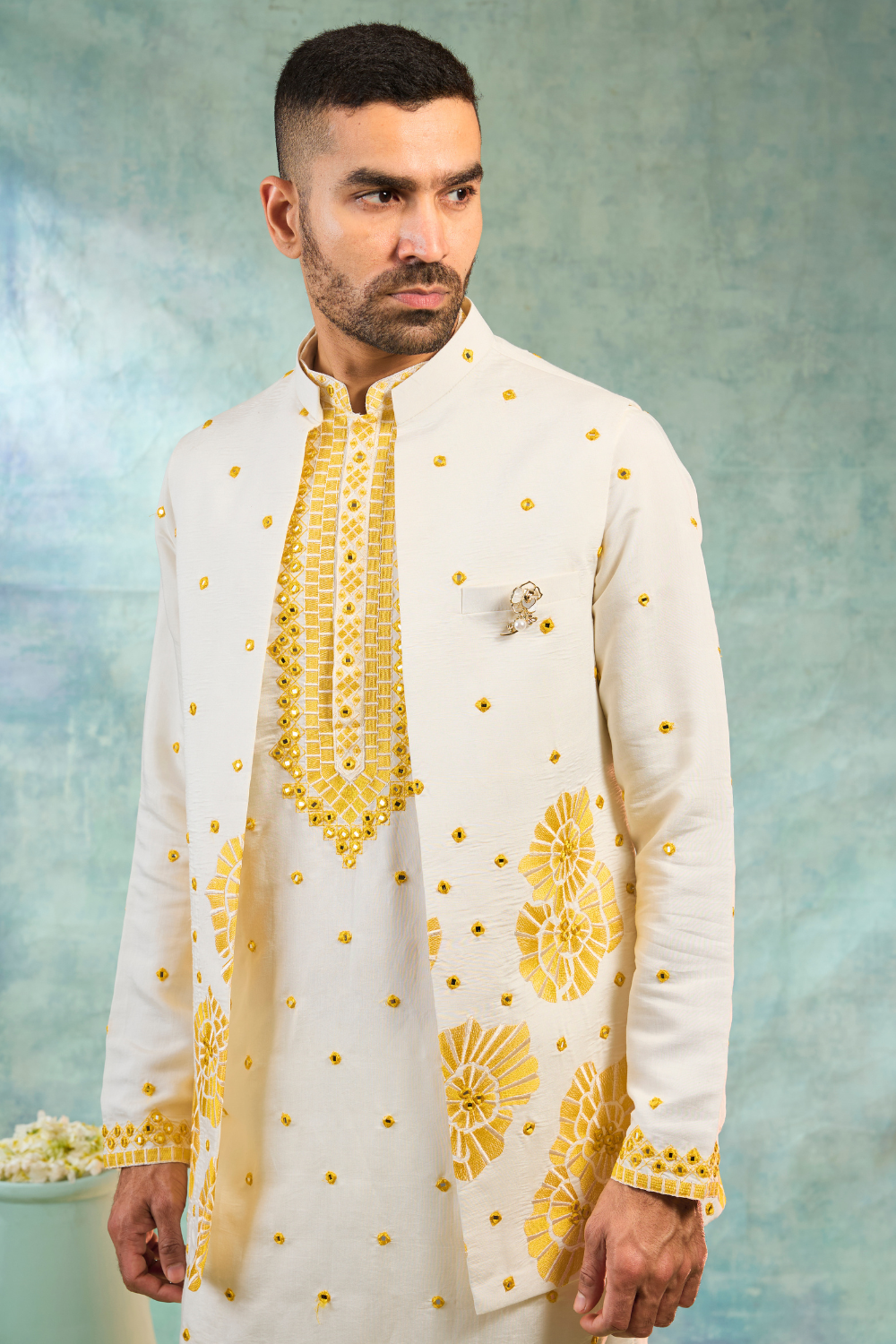 Silk koti set with thread and mirror work