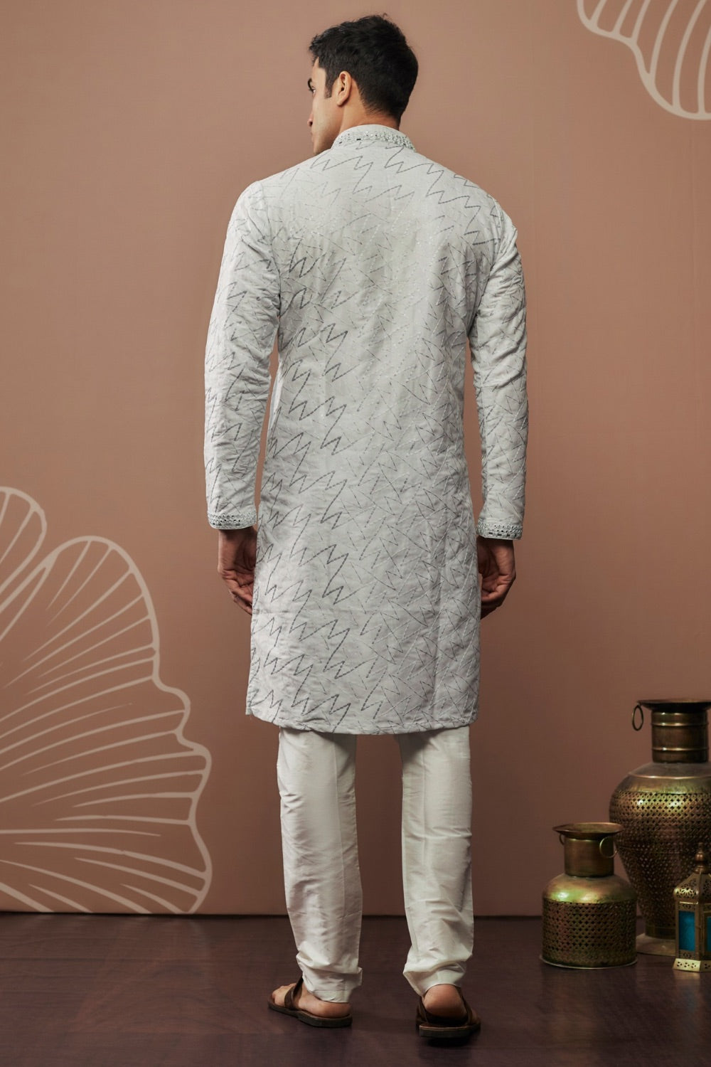 Silk kurta set with hand and machine work
