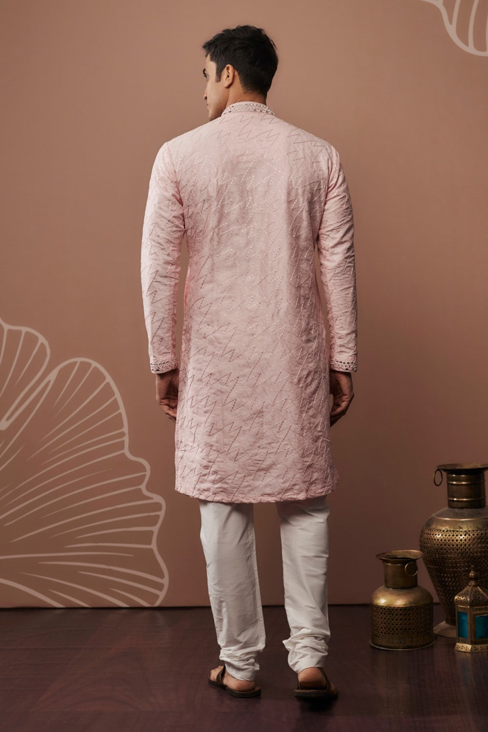 Silk kurta set with hand and machine work