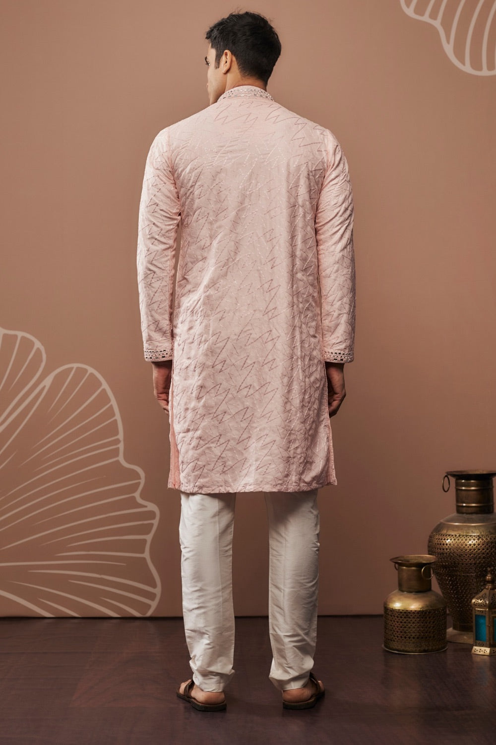 Silk kurta set with hand and machine work