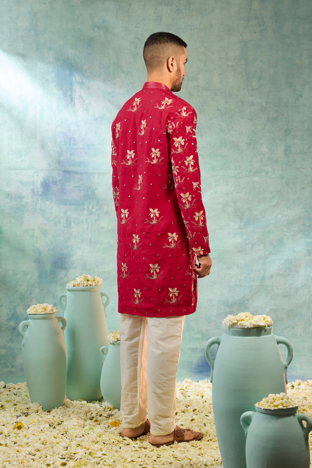 Silk kurta set multi thread embroidery