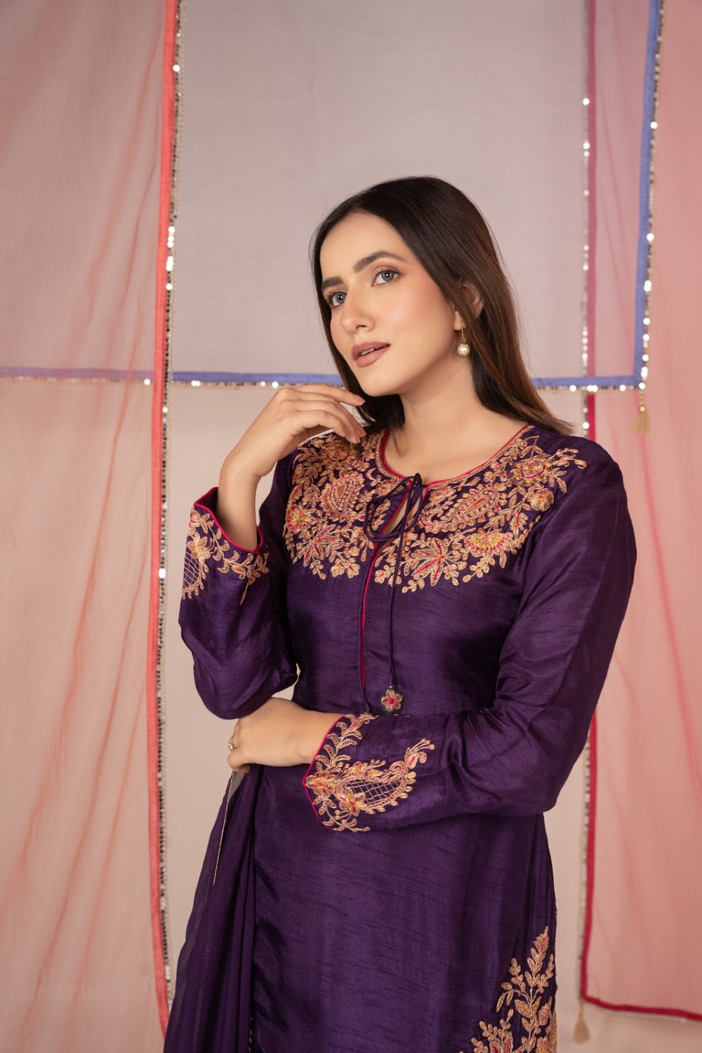 Satin silk salwar suit