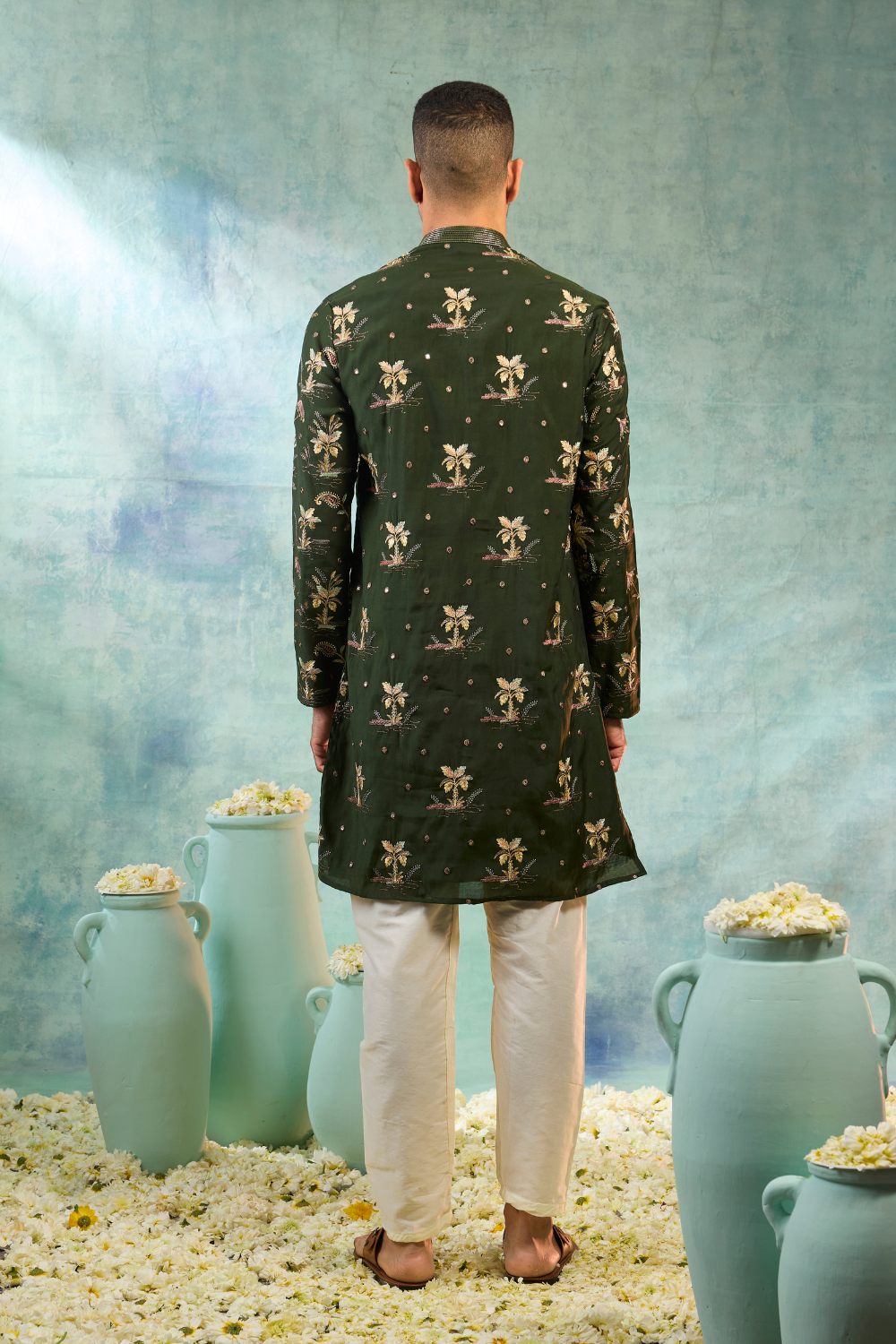 Silk kurta set multi thread embroidery