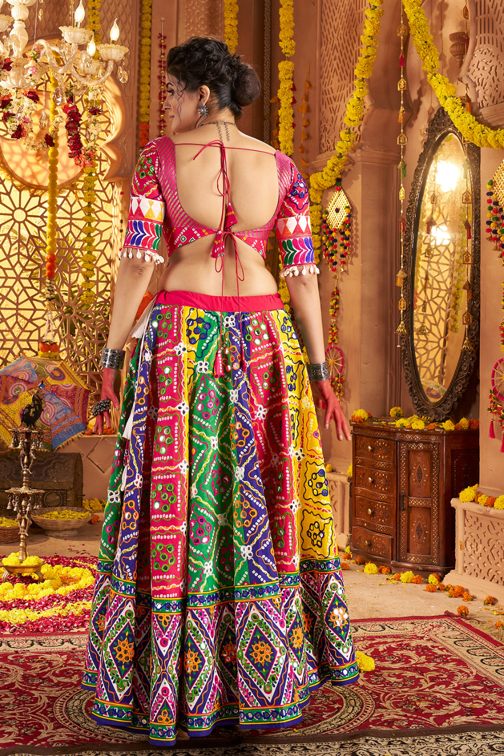 MULTI COLOR COTTON NAVRATRI CHANIYA CHOLI WITH THREAD AND FOIL WORK