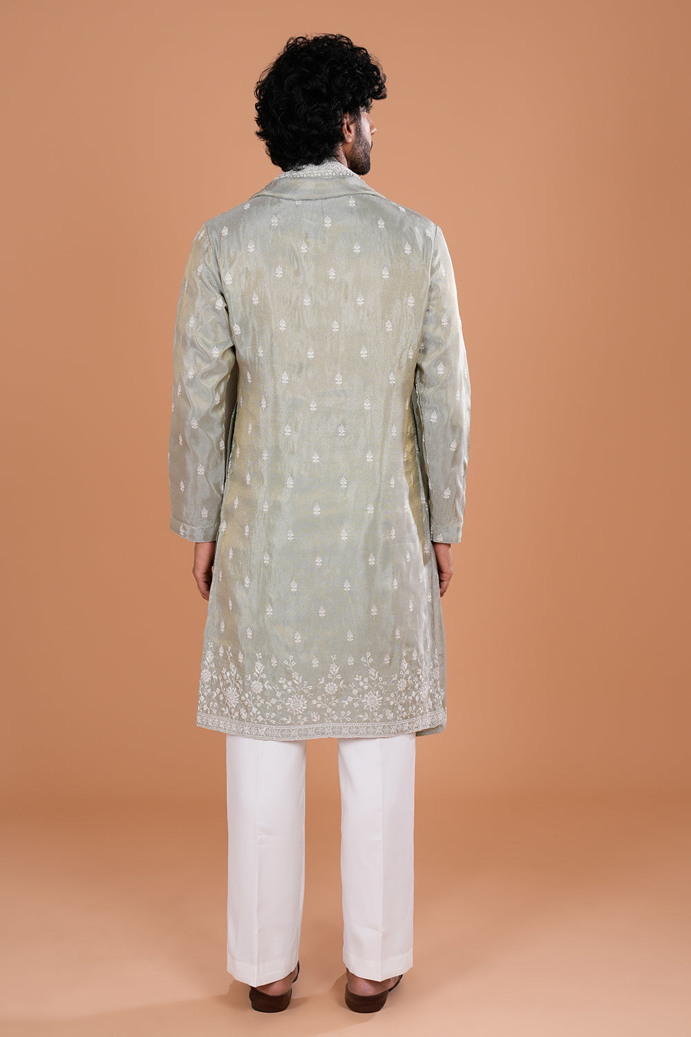 Aqua Green Embroidered Kurta with Dupatta