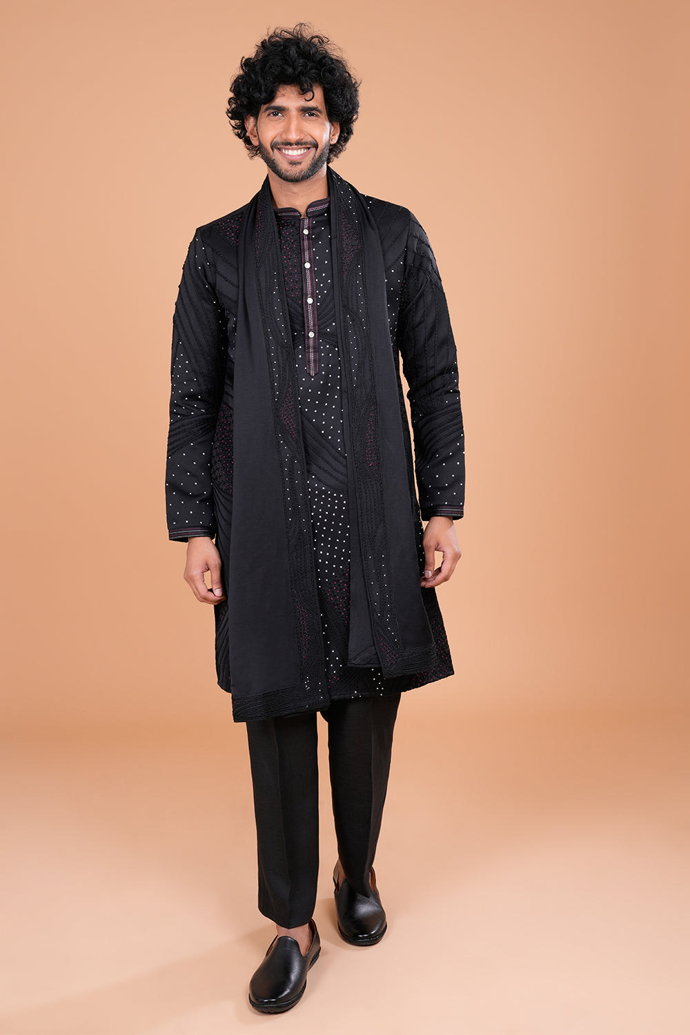 Black Embroidered Statement Kurta Set