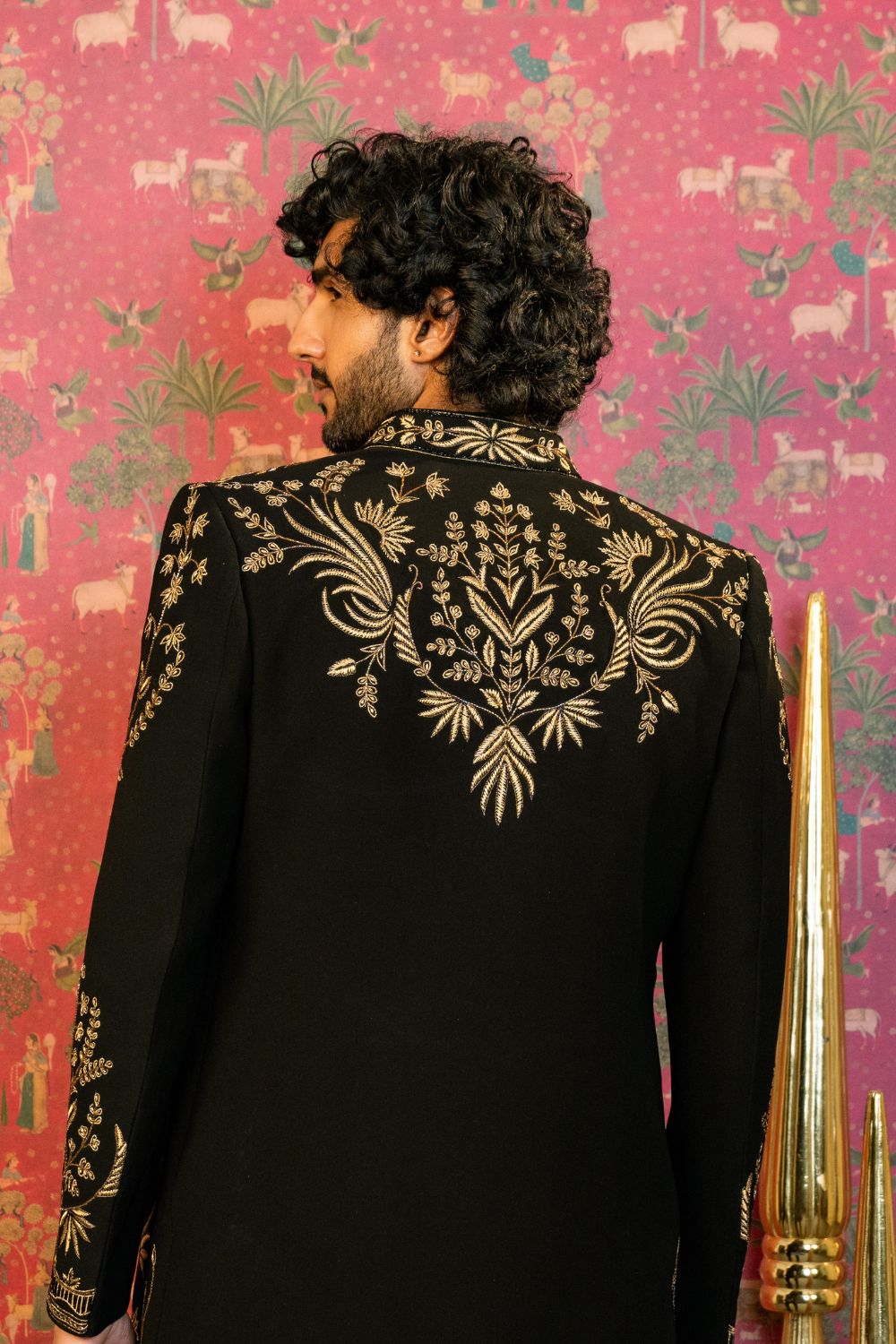 Black Imported Indo Western with Cutdana & Resham Embroidered Jacket