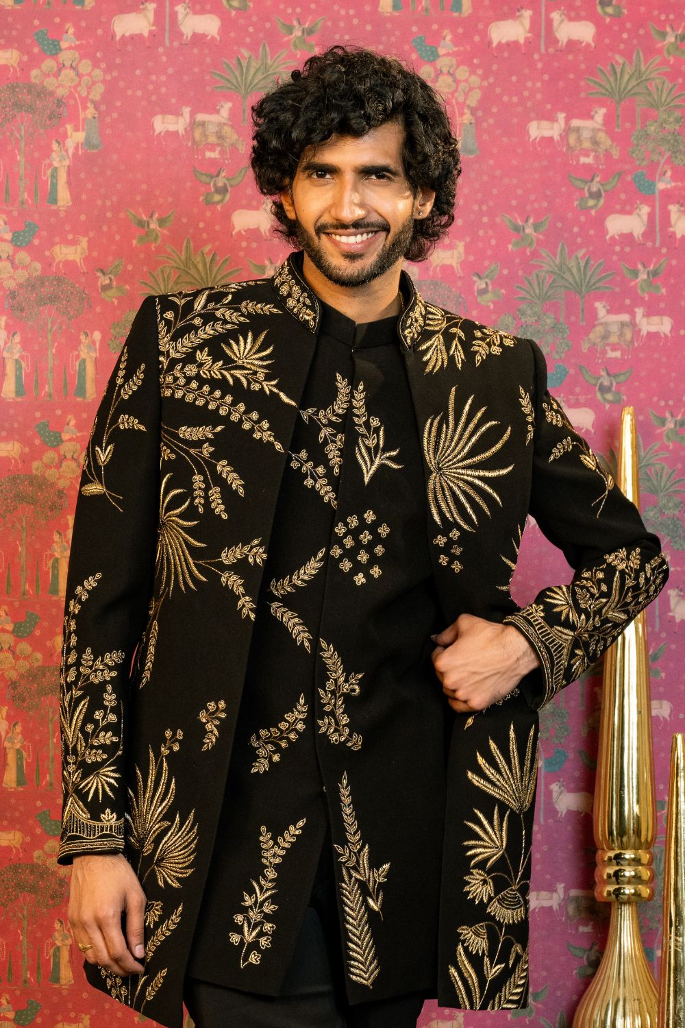 Black Imported Indo Western with Cutdana & Resham Embroidered Jacket