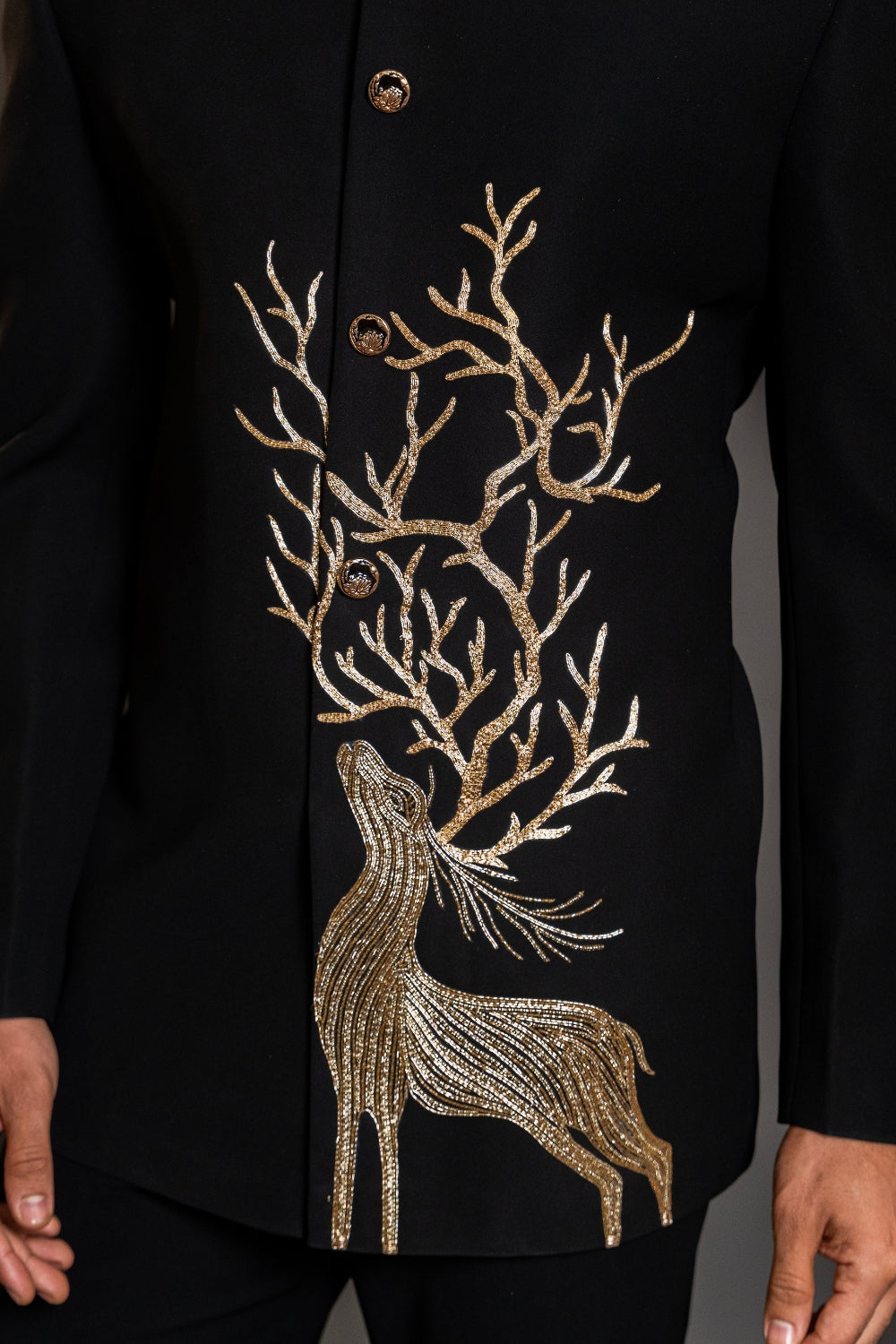 Black Imported Jodhpuri with Aari Work