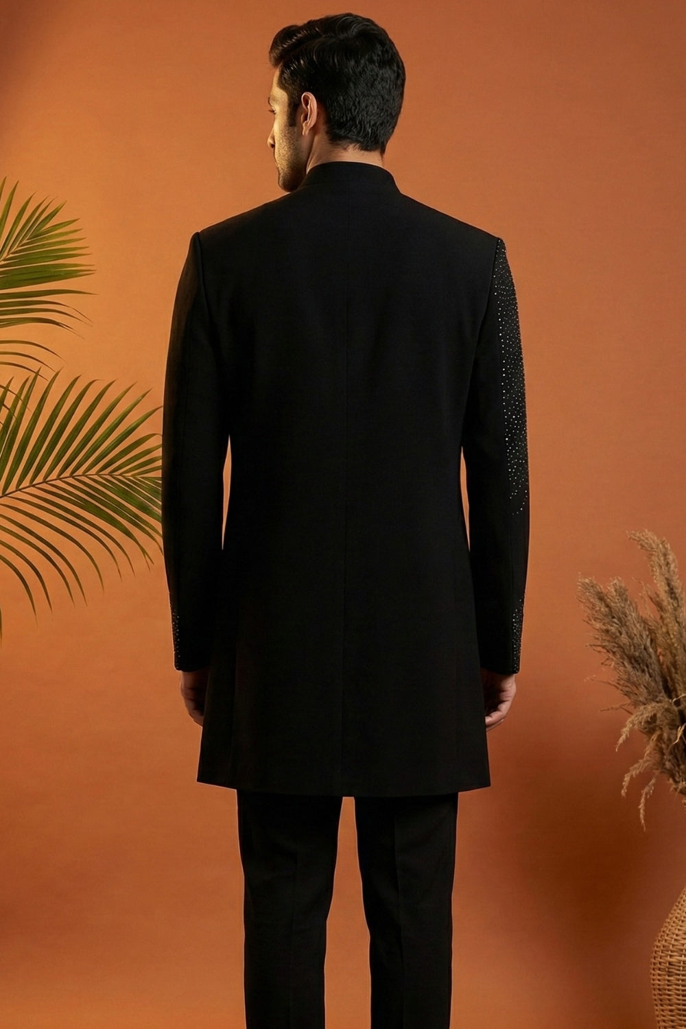 Black Imported Jodhpuri with Cutdana and Moti Work