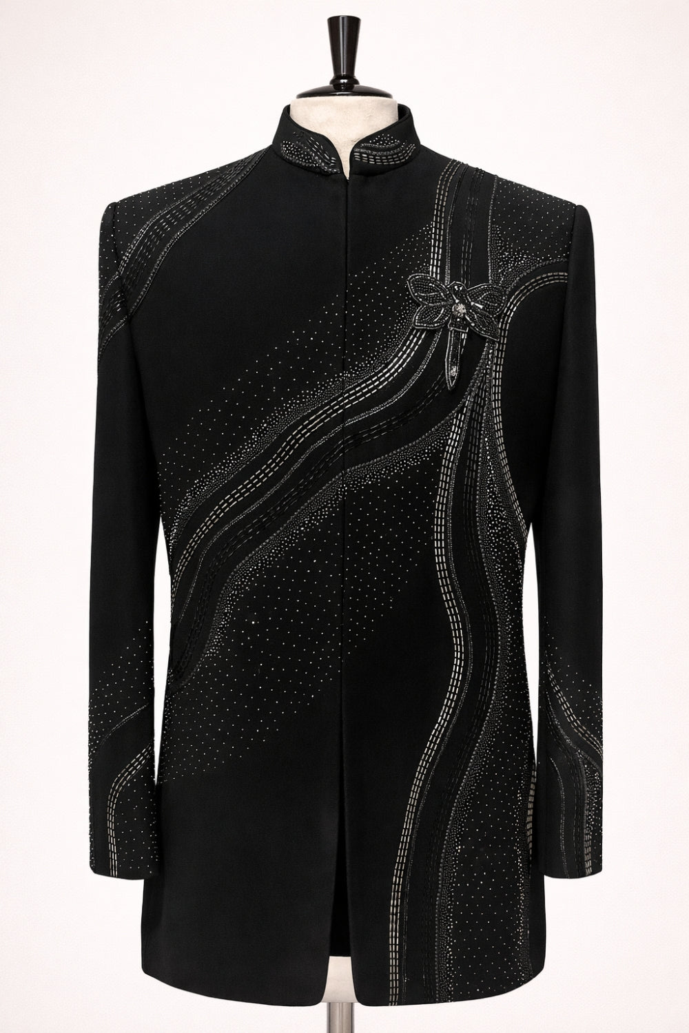 Black Imported Jodhpuri with Cutdana and Moti Work