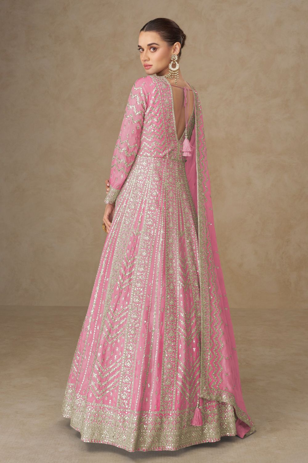 CHINON ANARKALI SUIT WITH EMBROIDERY AND SEQUINS WORK