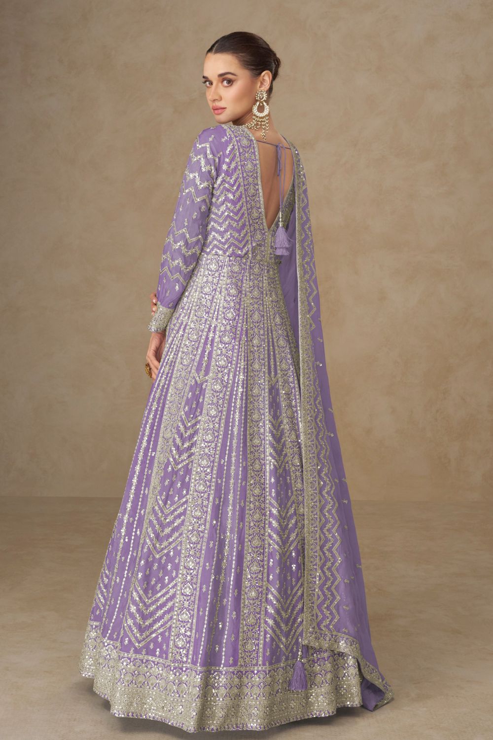 CHINON ANARKALI SUIT WITH EMBROIDERY AND SEQUINS WORK