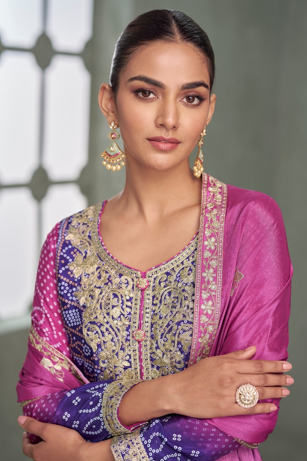 CHINON PALAZZO SUIT WITH EMBROIDERY AND SEQUINS