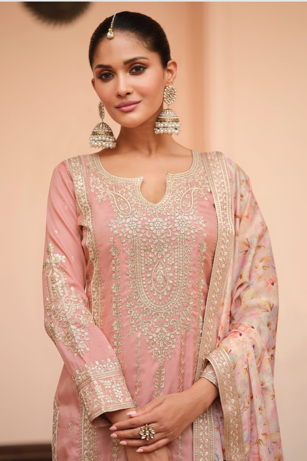 CHINON PALAZZO SUIT WITH EMBROIDERY AND SEQUINS