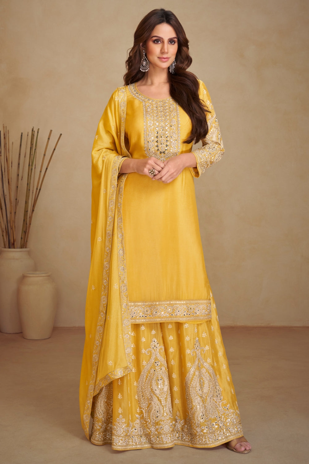 CHINON PALAZZO SUIT WITH EMBROIDERY AND SEQUINS