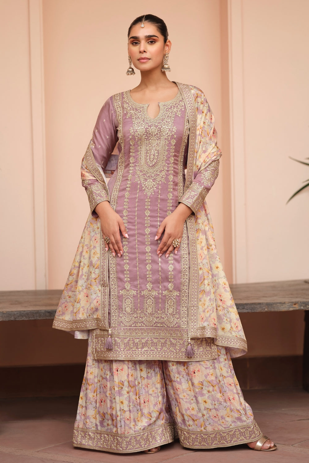 CHINON PALAZZO SUIT WITH EMBROIDERY AND SEQUINS