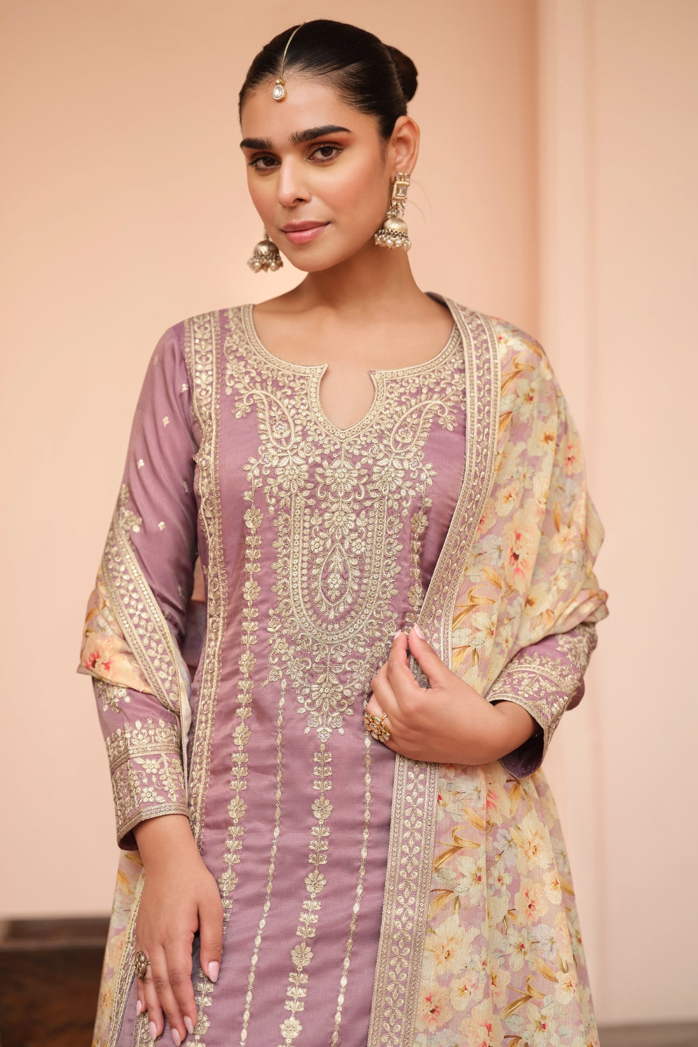 CHINON PALAZZO SUIT WITH EMBROIDERY AND SEQUINS