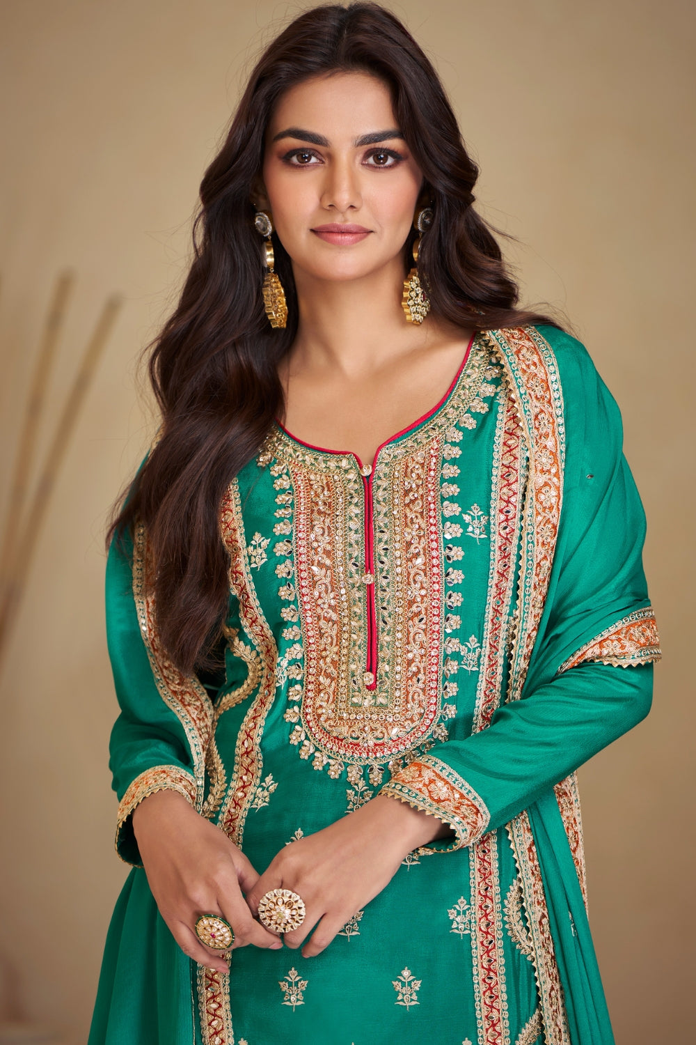 CHINON PALAZZO SUIT WITH EMBROIDERY AND SEQUINS