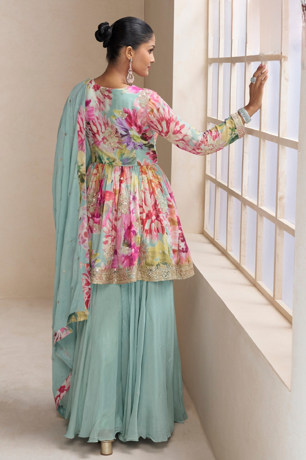 CHINON PALAZZO SUIT WITH EMBROIDERY AND SEQUINS