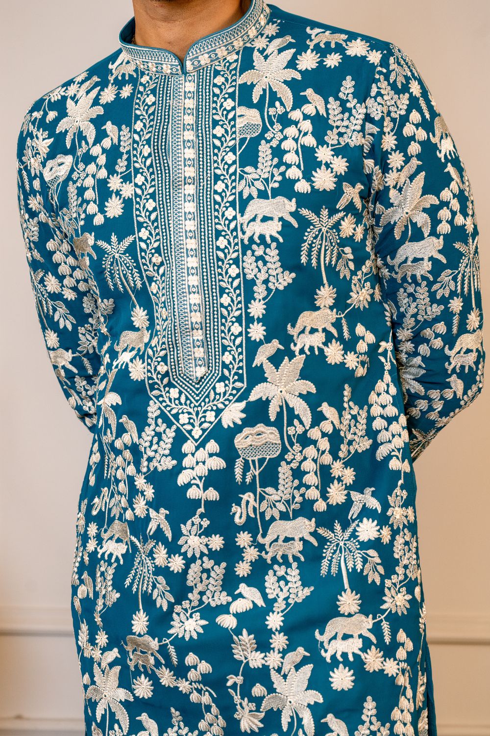 Chiffon Kurta Set with Floral Embroidery