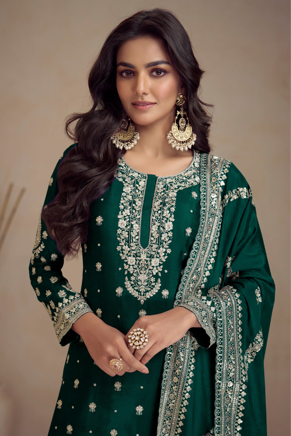 Chinon Embroidered Kurta Set