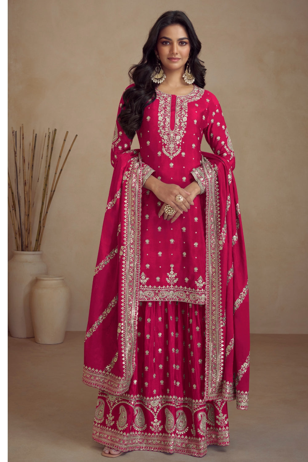 Chinon Embroidered Kurta Set