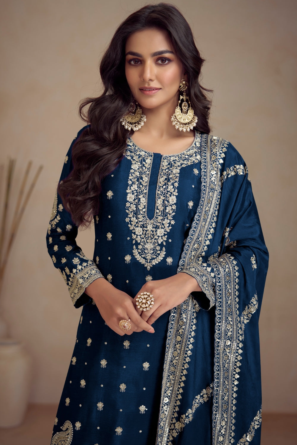 Chinon Embroidered Kurta Set