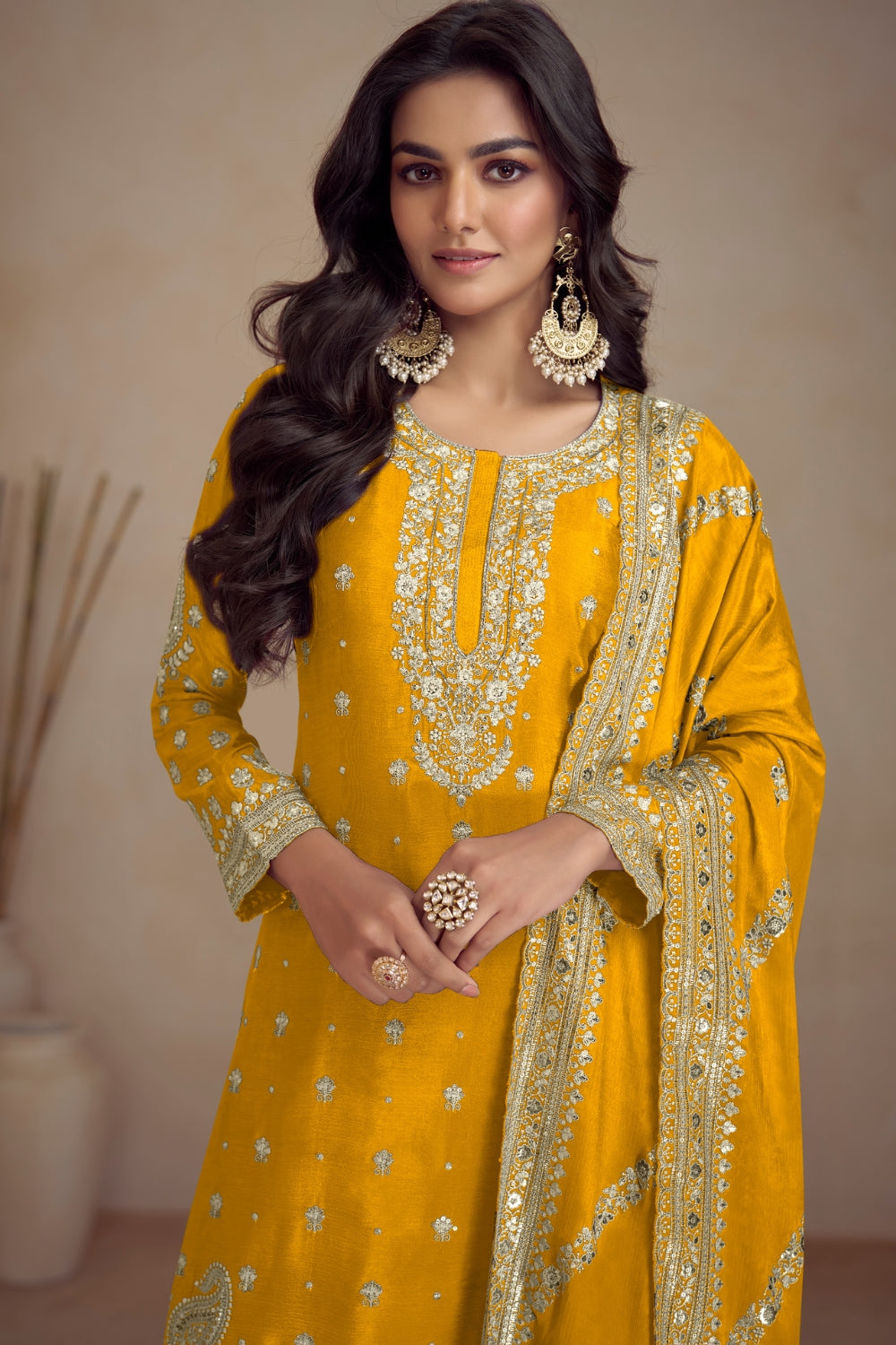 Chinon Embroidered Kurta Set