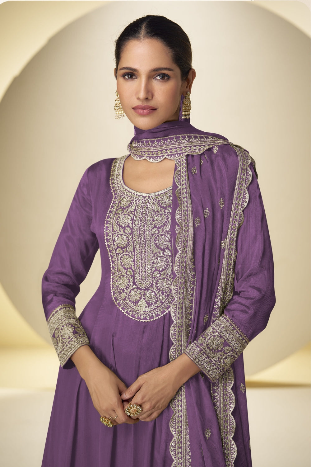 Chinon Palazzo Set with Mirror and Stone Embroidery