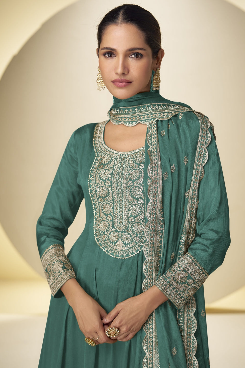 Chinon Palazzo Set with Mirror and Stone Embroidery