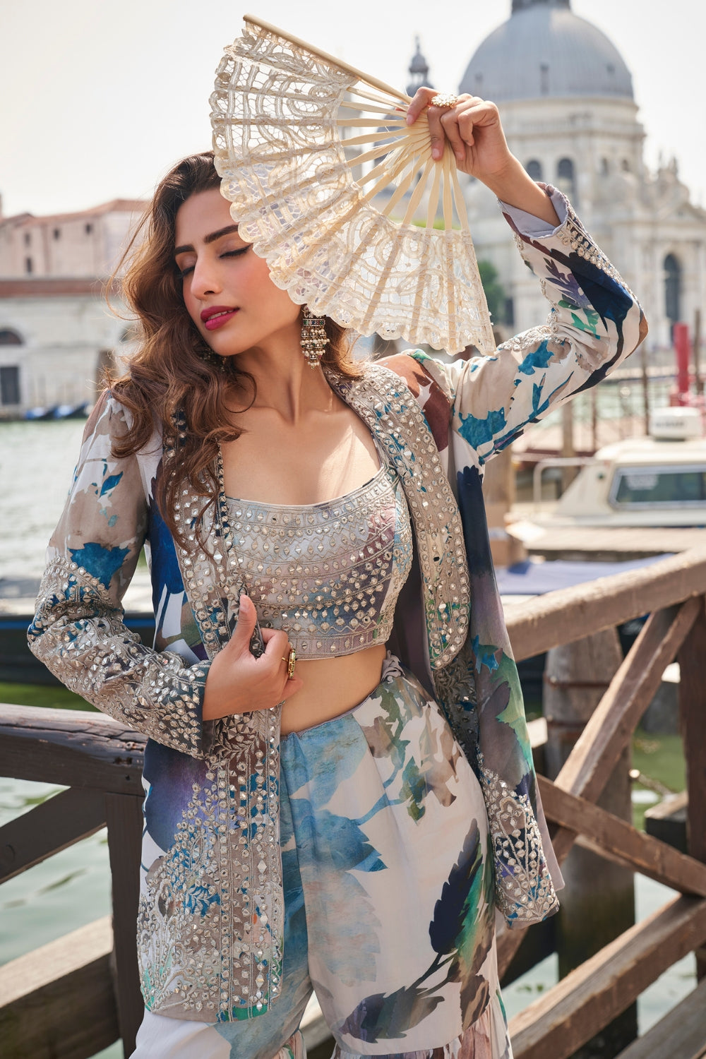 Chinon Sharara Set with Mirror and Thread Work