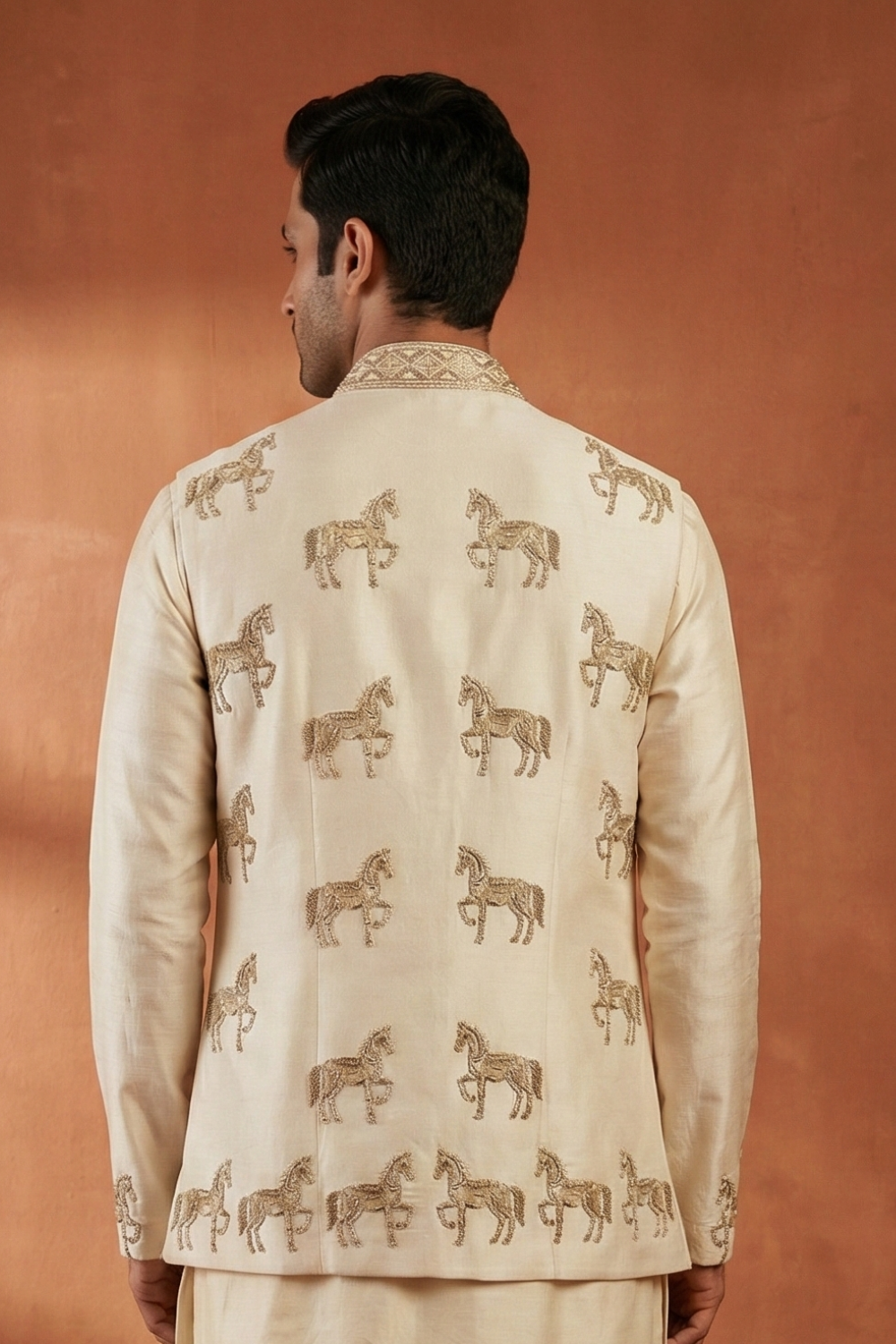 Cream Silk Koti Set with Cutdana and Embroidery Work