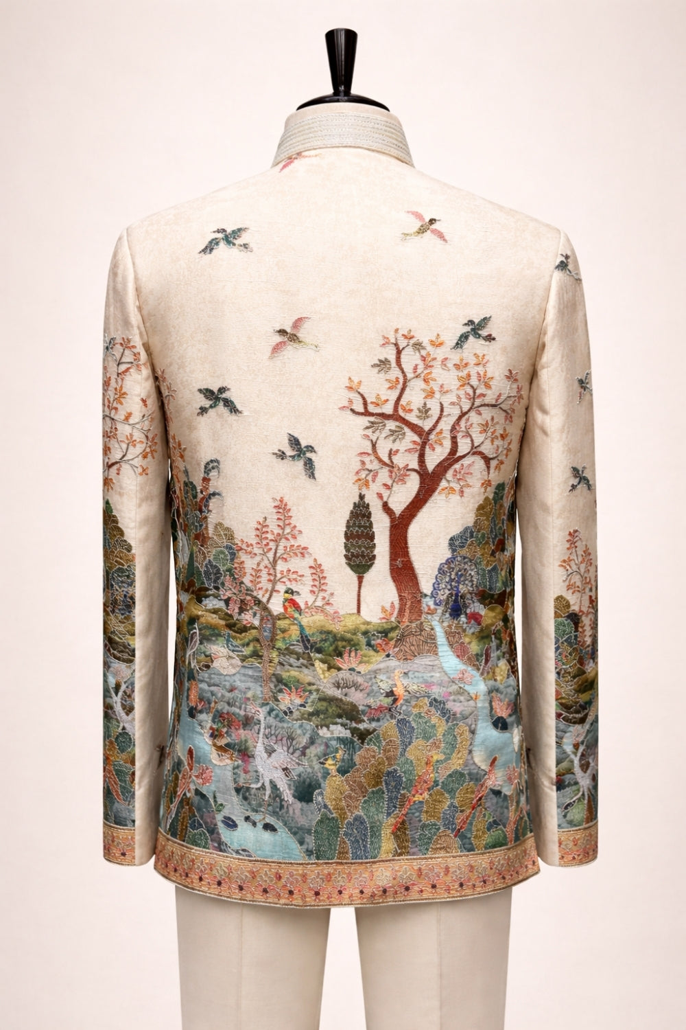 Cream Imported Jodhpuri Set with Cutdana and Moti Work