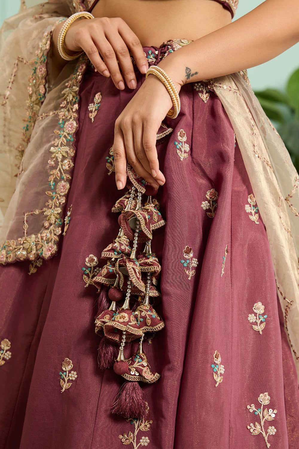 GEORGETTE LEHENGA CHOLI WITH MOTI AND SEQUINS