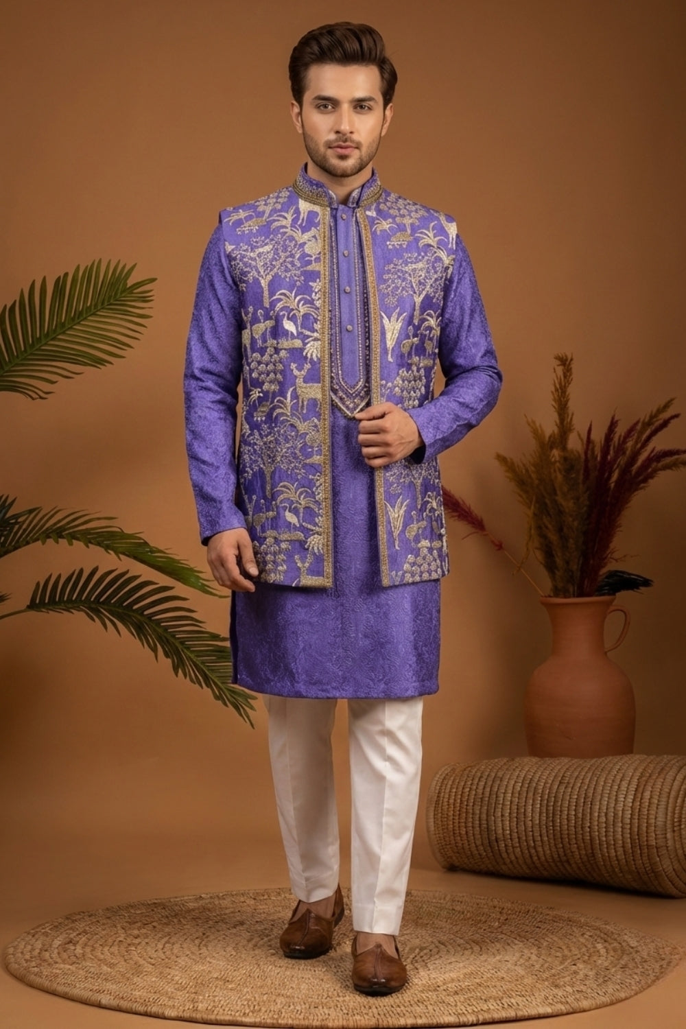 Georgette Kurta and Koti Set with Cutdana and Moti Work