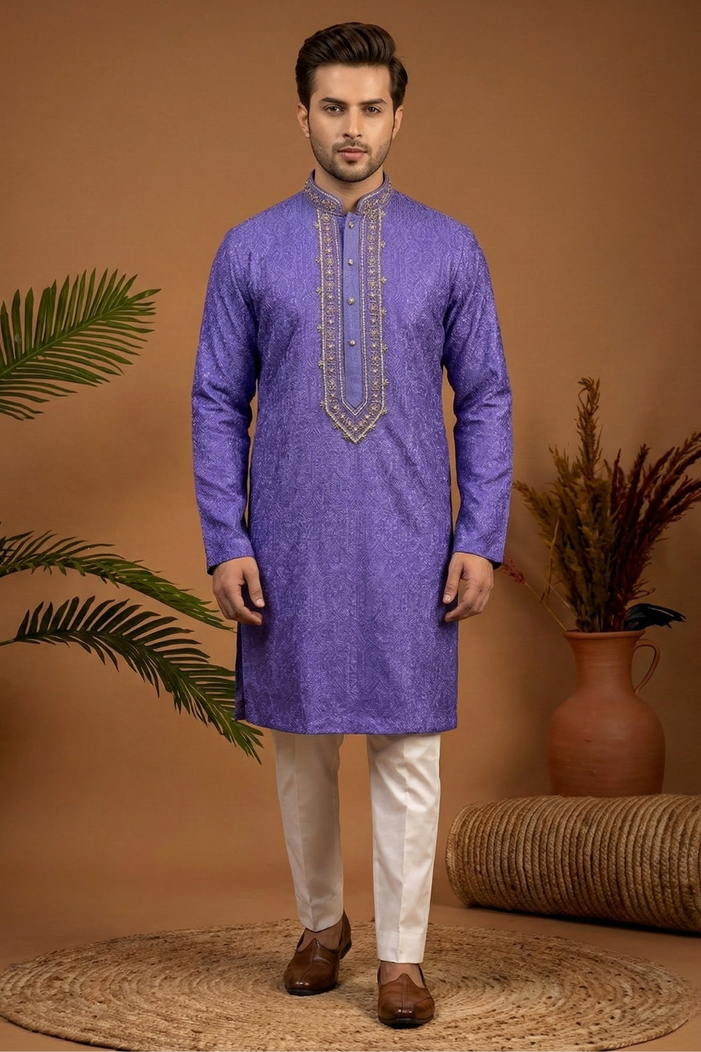 Georgette Kurta and Koti Set with Cutdana and Moti Work