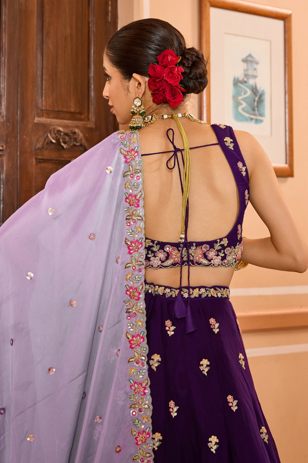 Georgette Lehenga Choli with Sequins and Resham Embroidered Work