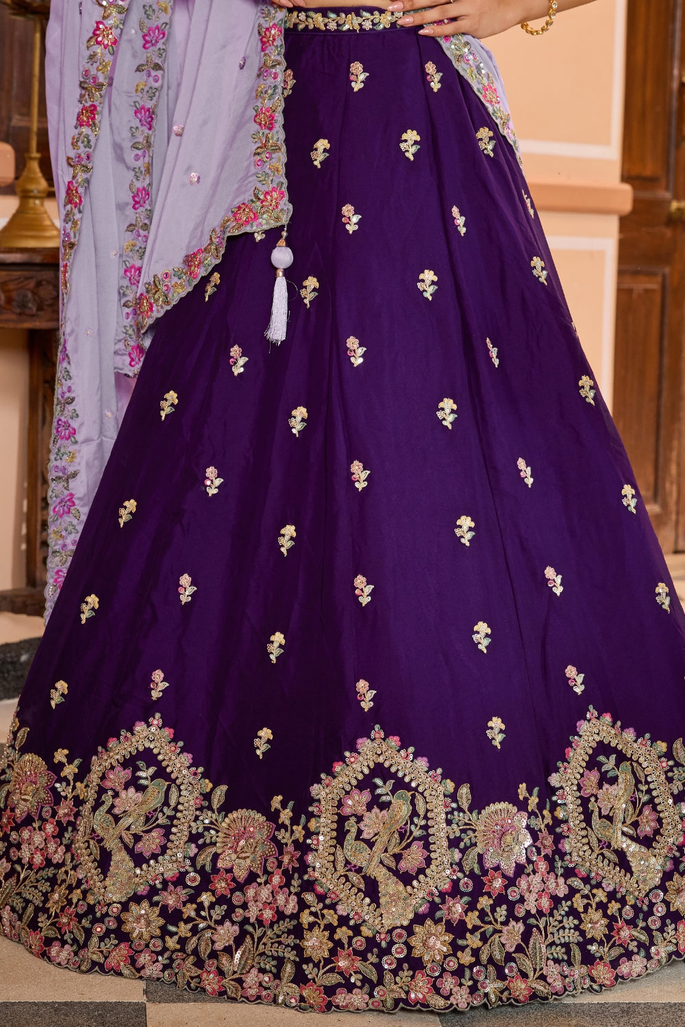 Georgette Lehenga Choli with Sequins and Resham Embroidered Work
