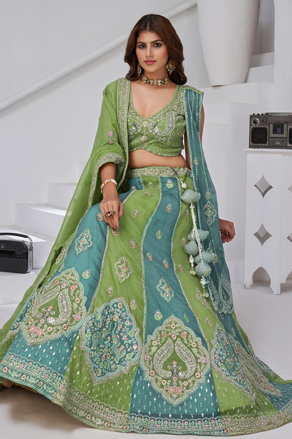 Georgette Tissue Lehenga Choli Resham Embroidery and Sequins
