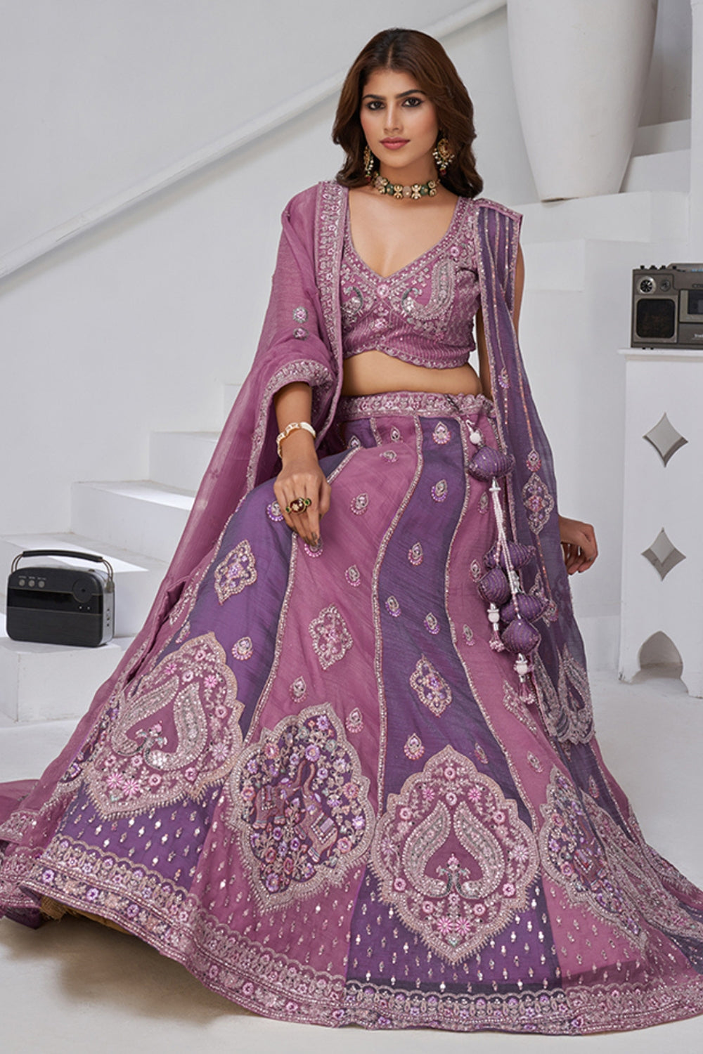 Georgette Tissue Lehenga Choli Resham Embroidery and Sequins
