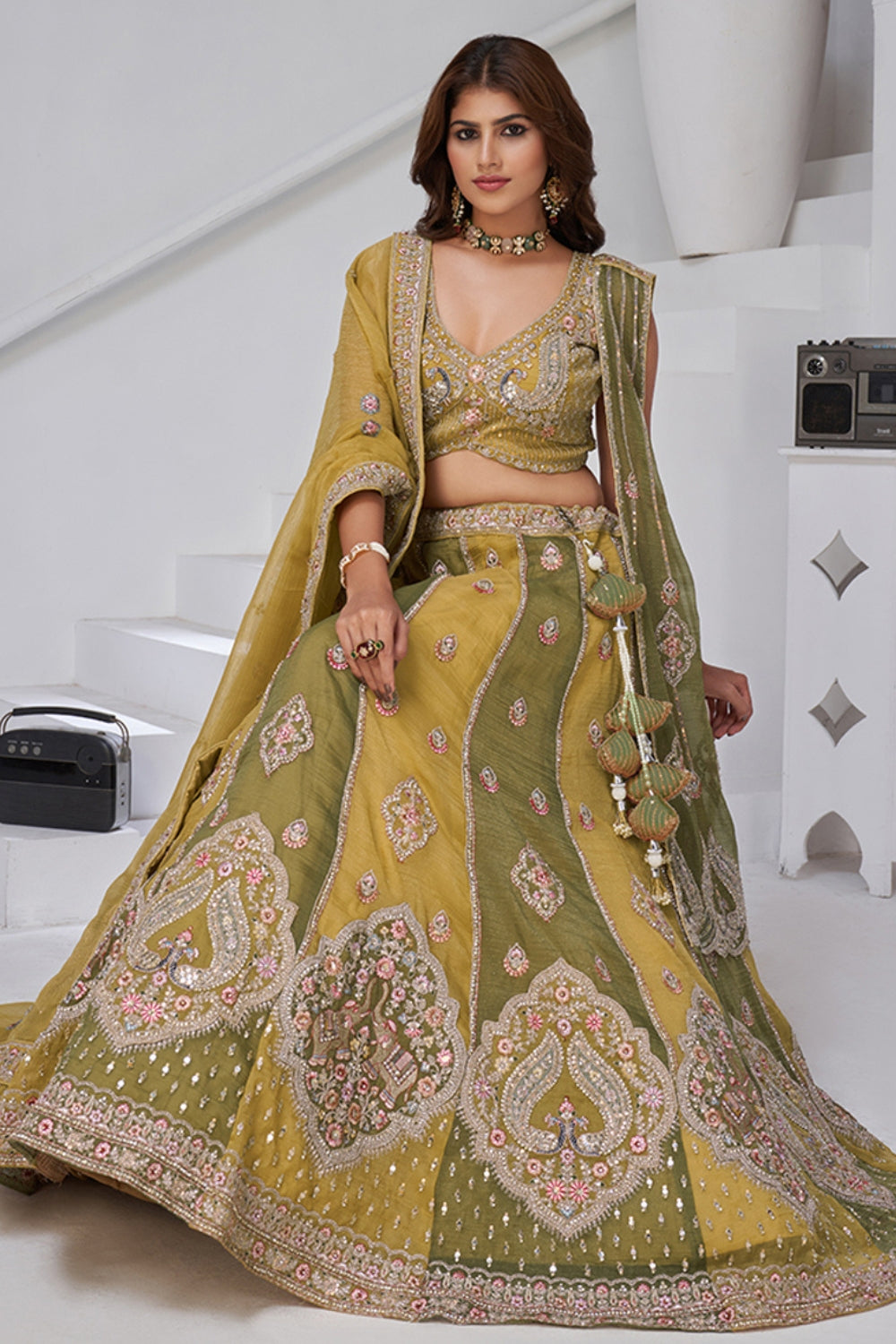 Georgette Tissue Lehenga Choli Resham Embroidery and Sequins