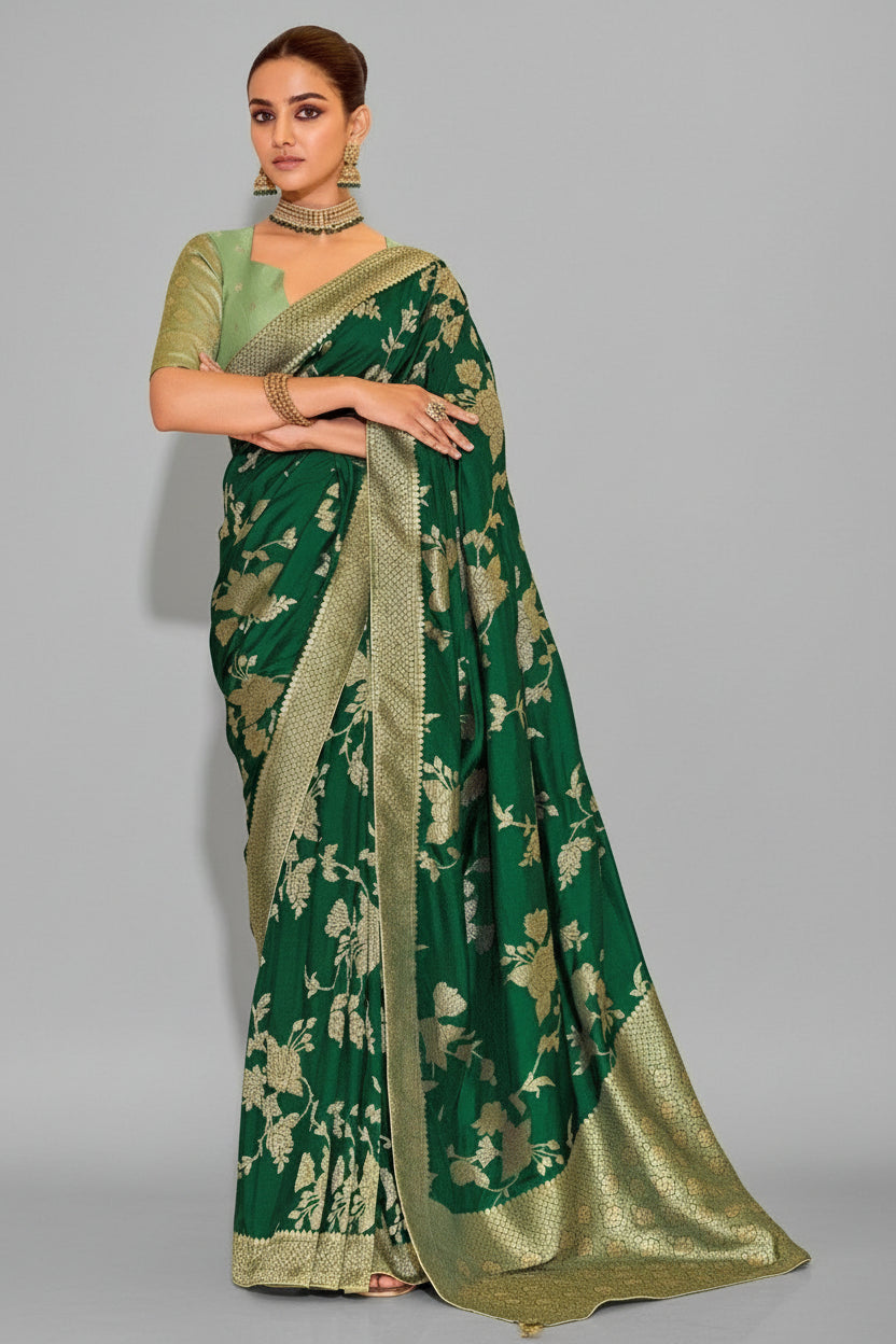 Green Banarasi Weaving Silk Saree