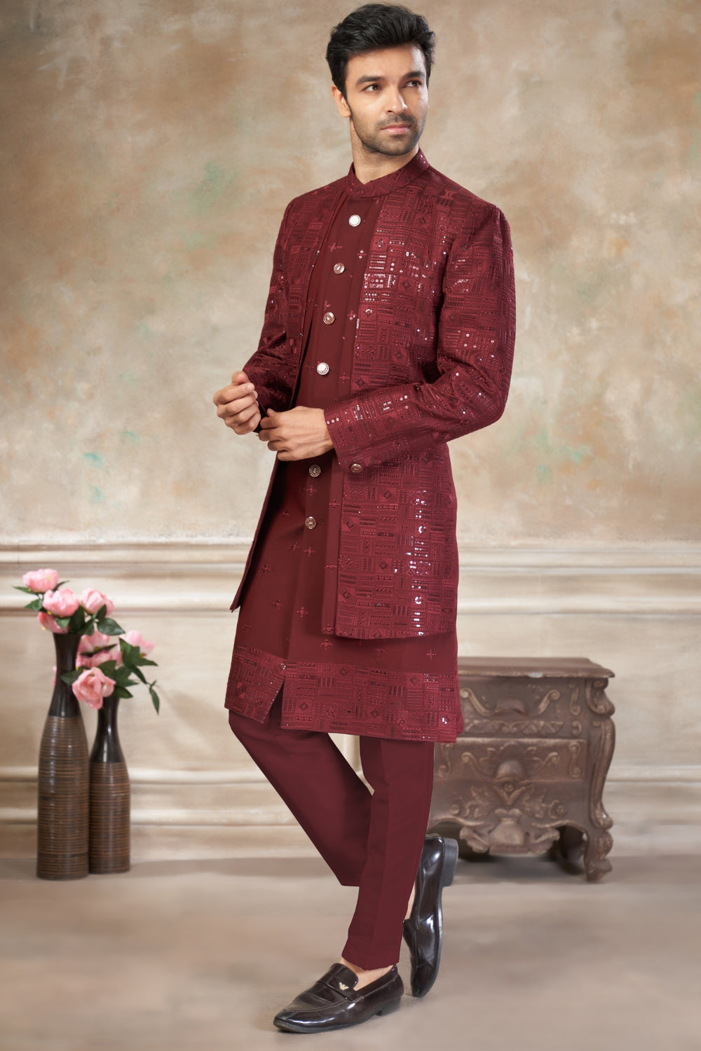 Imported Indo Western with Embroidery and Sequins Work