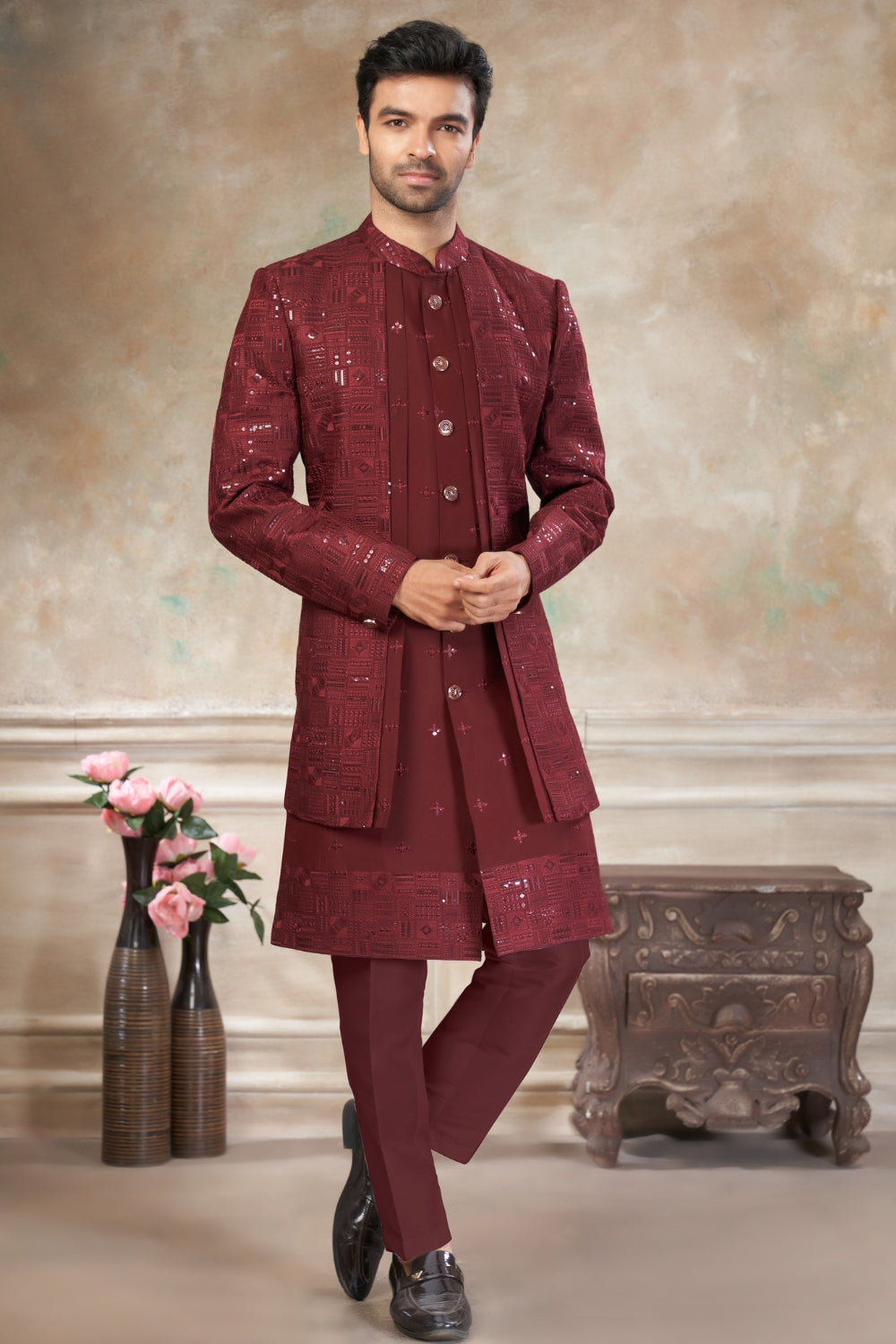 Imported Indo Western with Embroidery and Sequins Work