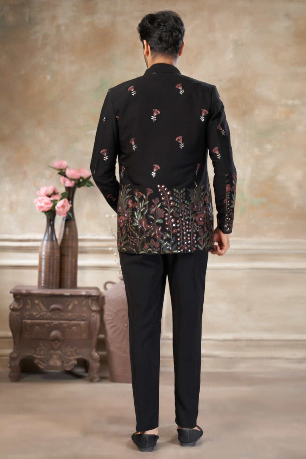 Imported Jodhpuri Set with Embroidery and Sequins Work