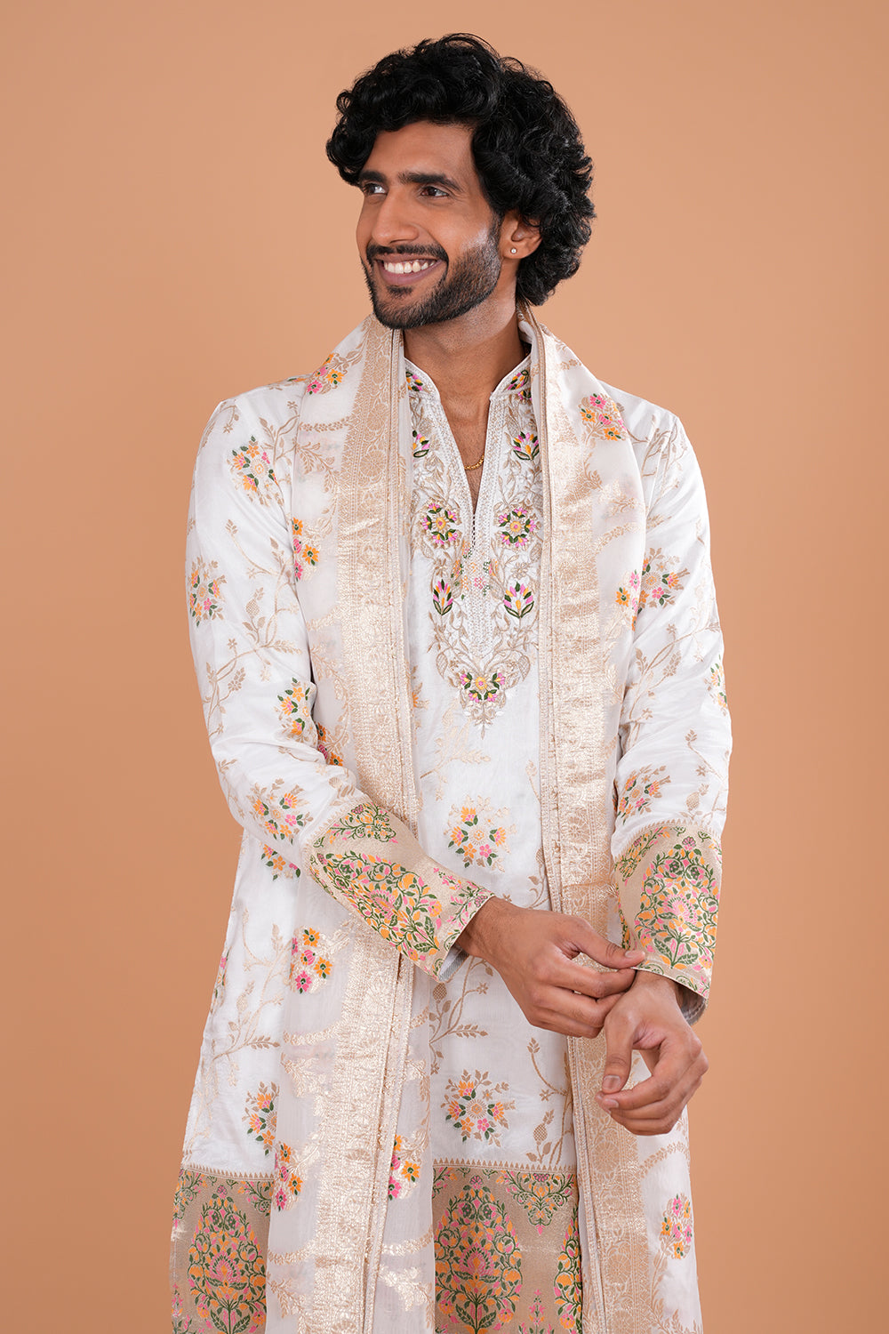 Ivory Chanderi Silk Kurta Set