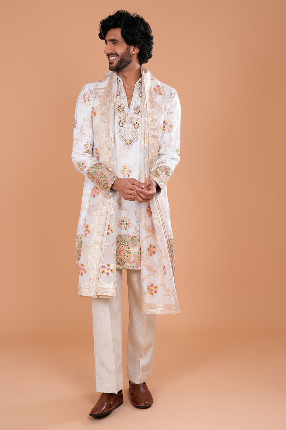 Ivory Chanderi Silk Kurta Set